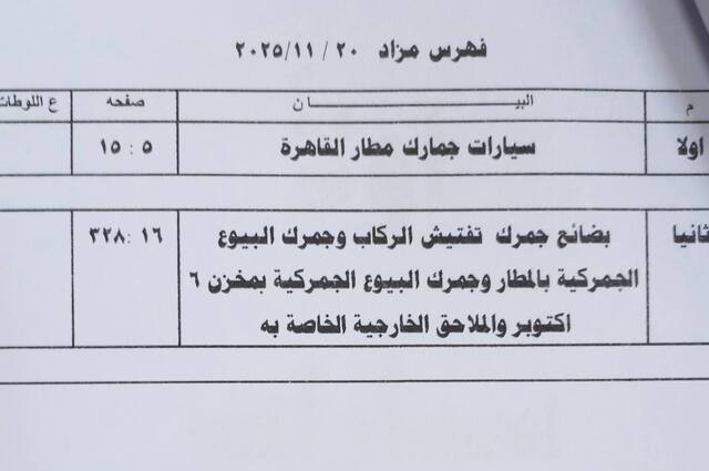 بالموديلات : إعلان التفاصيل الكاملة لمزاد سيارات جمرك مطار القاهرة