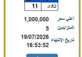 5 لوحات سيارات متاحة للبيع في المزاد حتى مليون جنيه